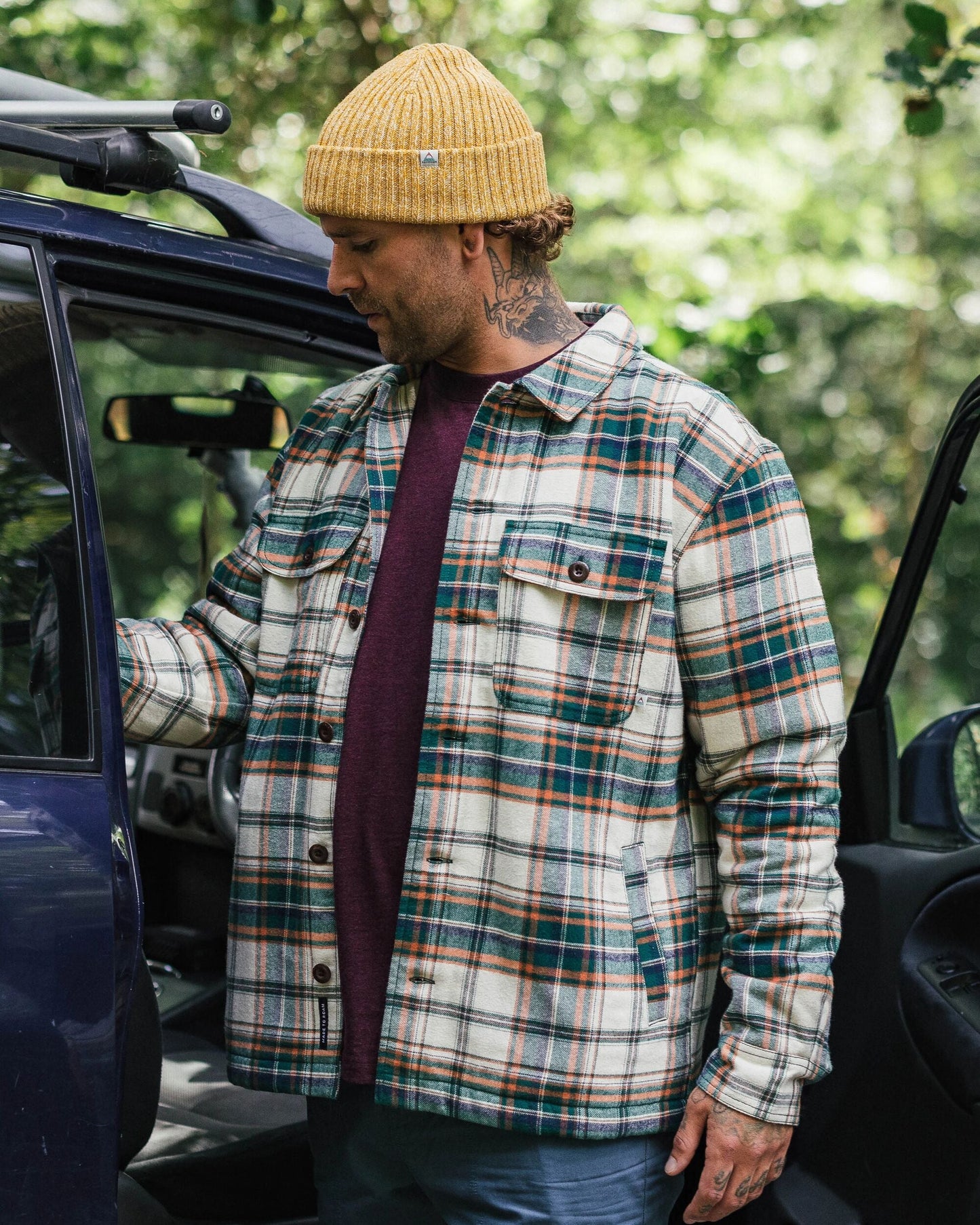 Freestyle Sherpa-Lined Shirt Jacket - Birch/Rain Forest Check