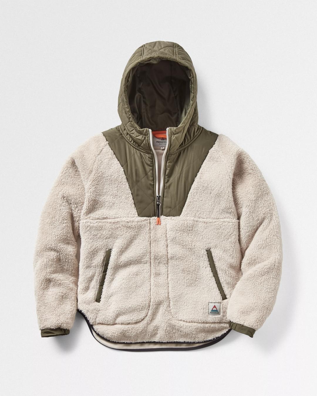 Beaumont Recycled Sherpa Hooded Fleece - Vintage White